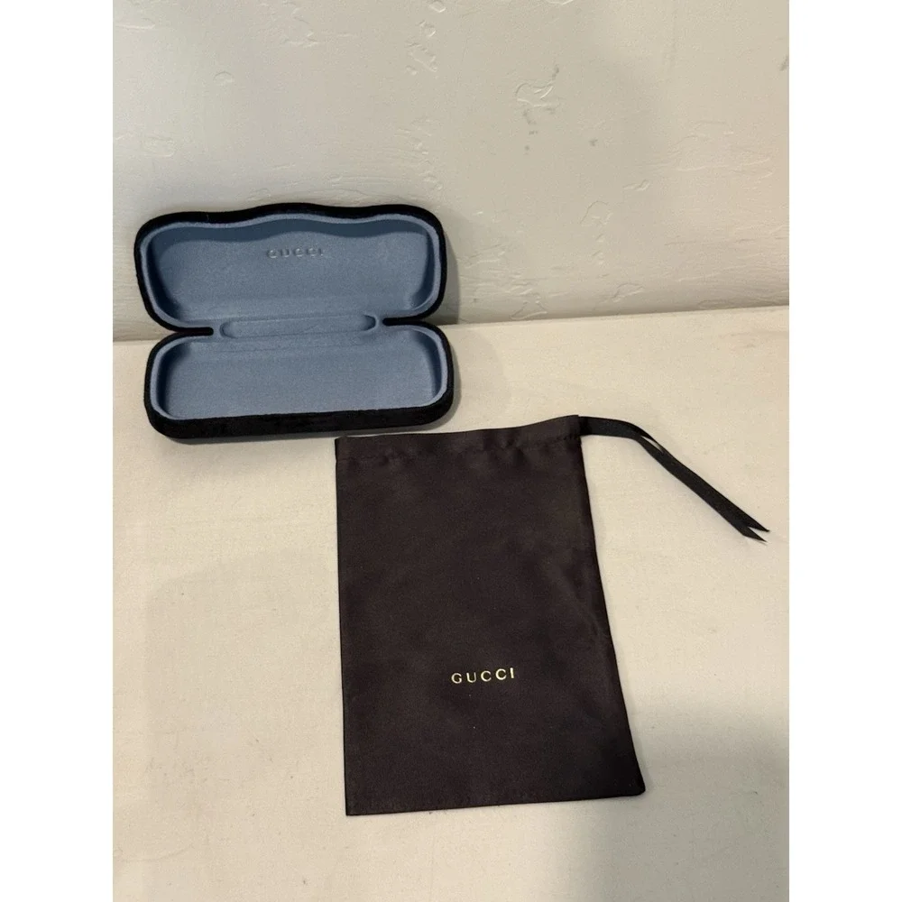 Gucci Sunglasses Eyeglasses Hard Shell  Black W/ Blue Velvet Case & Pouch